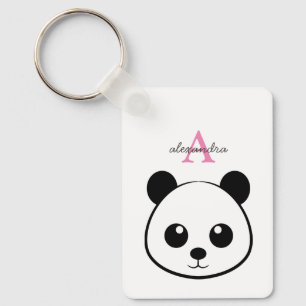 Cute panda bear custom Monogram  Key Ring