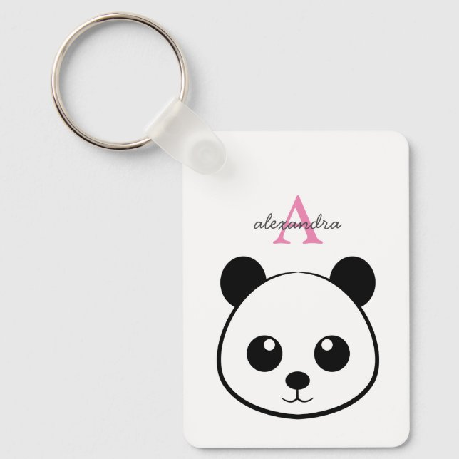 Cute panda bear custom Monogram  Key Ring (Front)