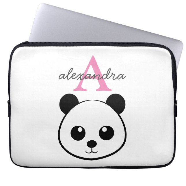 Cute panda bear custom Monogram  Laptop Sleeve (Front)
