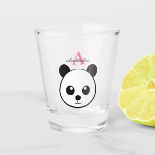 Cute panda bear custom Monogram  Shot Glass