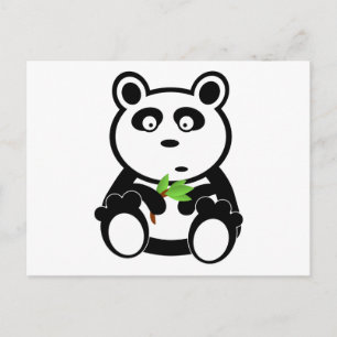 Cute Panda Bear Eating Bamboo Leaves Postcard