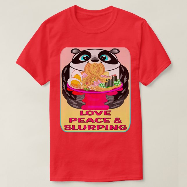 CUTE PANDA BEAR EATING OTAKU JAPANESE NOODLES BOWL T-Shirt (Design Front)