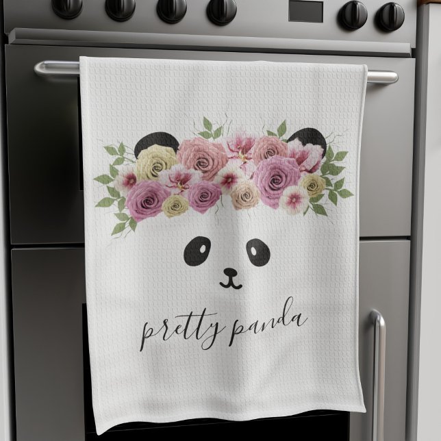 Cute Panda Bear Face Modern Nursery White Tea Towel (Creator Uploaded)