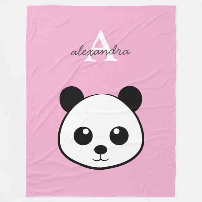 Cute Panda Bear Fleece Blanket | Personalized  (Front)