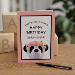 Cute Panda Bear Girl Happy Birthday Greeting Card<br><div class="desc">She's a cute panda bear with flowers in her hair. Just add your birthday greeting and let's get this panda party started!</div>