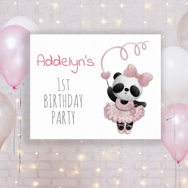 Cute Panda Bear Girl's 1st Birthday  Poster (Creator Uploaded)