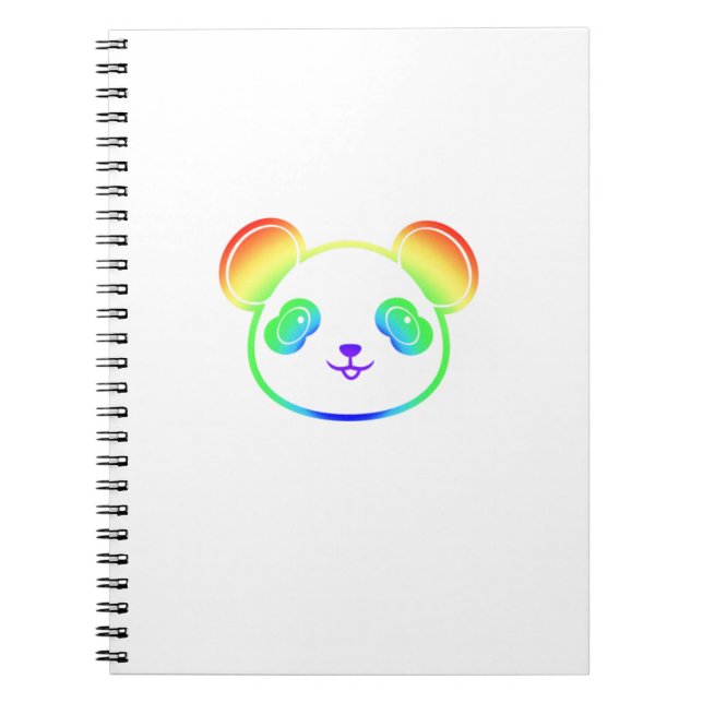 Cute Panda Bear In The Colours Of The Rainbow Notebook (Front)