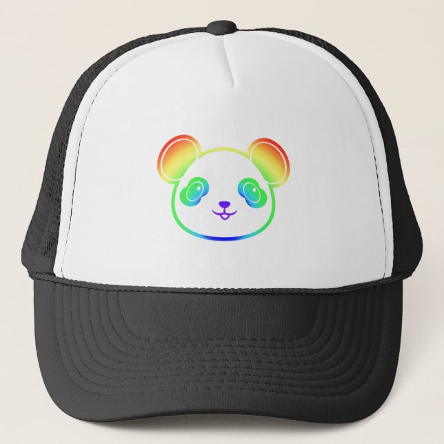 Cute Panda Bear In The Colours Of The Rainbow Trucker Hat (Front)