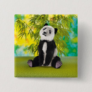 Cute Panda Bear Kawaii Animal Lover Perfect Gift 15 Cm Square Badge