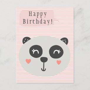 Cute Panda Bear - Kids Birthday Postcard