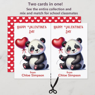 Cute Panda Bear Kid's Valentine Party Card