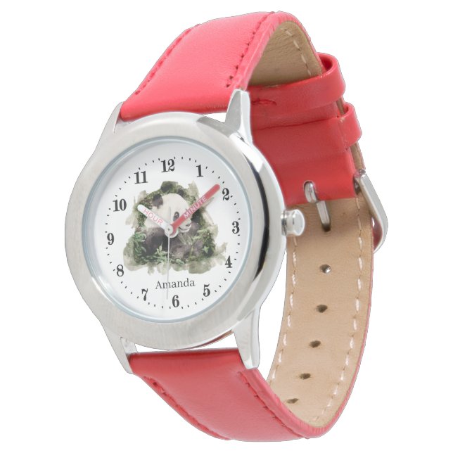 cute panda bear lovers add name watch (Angled)