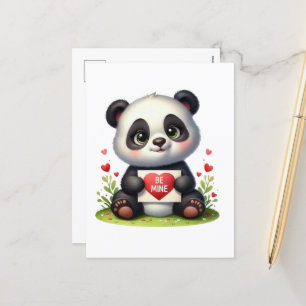 Cute panda bear mine holiday postcard