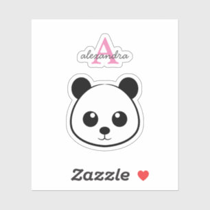 Cute Panda Bear Monogram Sticker – Personalised 