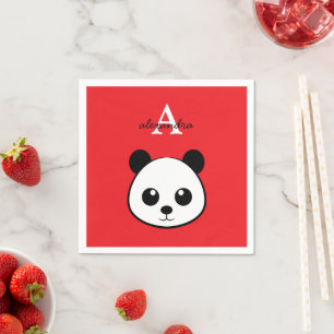 Cute Panda Bear Napkins – Personalized Monogram