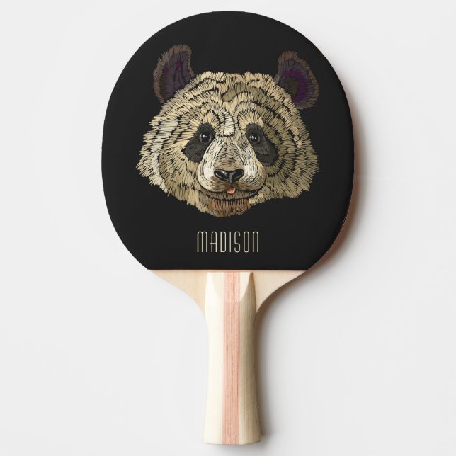 Cute Panda Bear Nature Animal Personalised Name Ping Pong Paddle (Front)