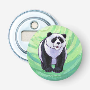Cute Panda Bear on Green Bottle Opener