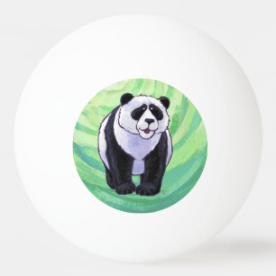 Cute Panda Bear on Green Ping Pong Ball