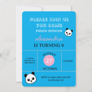 Cute Panda Bear Party Invitation – Personalized 