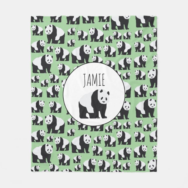 Cute Panda Bear Pattern Fleece Blanket (Front)