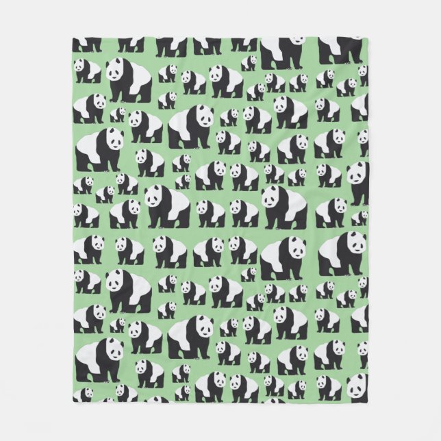 Cute Panda Bear Pattern Fleece Blanket (Front)