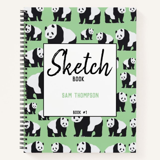 Cute Panda Bear Pattern Notebook (Front)