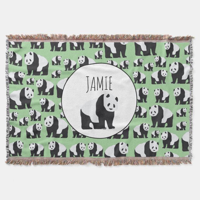 Cute Panda Bear Pattern Throw Blanket (Front)