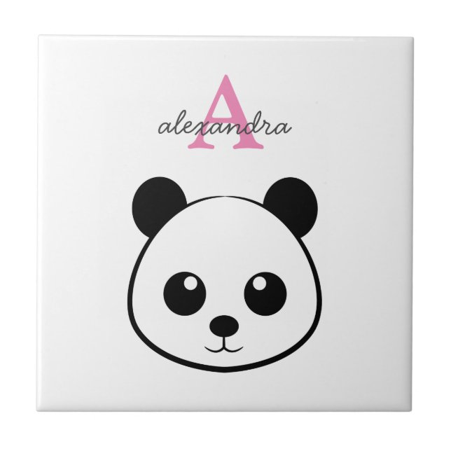 Cute Panda Bear Personalised Ceramic Tile – Custom (Front)