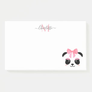 Cute panda bear personalised monogram  post-it notes
