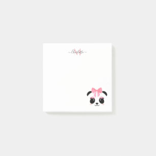 Cute panda bear personalised monogram  post-it notes
