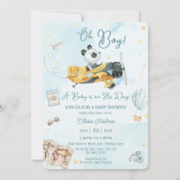 Cute Panda Bear Plane Adventure Oh Boy Baby Shower