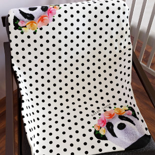 Cute Panda Bear Polka Dot Kids Fleece Blanket