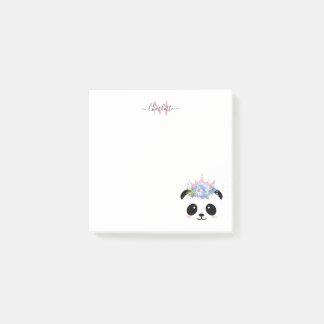 Cute panda bear princess personalised monogram  post-it notes