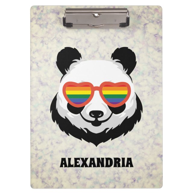 Cute Panda Bear | Rainbow | LGBTQ Clipboard (Front)