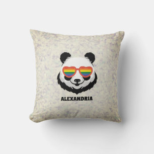 Cute Panda Bear   Rainbow   LGBTQ Cushion
