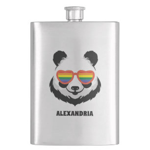Cute Panda Bear Rainbow LGBTQ Flask