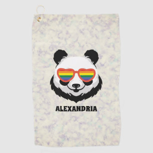 Cute Panda Bear   Rainbow   LGBTQ Golf Towel