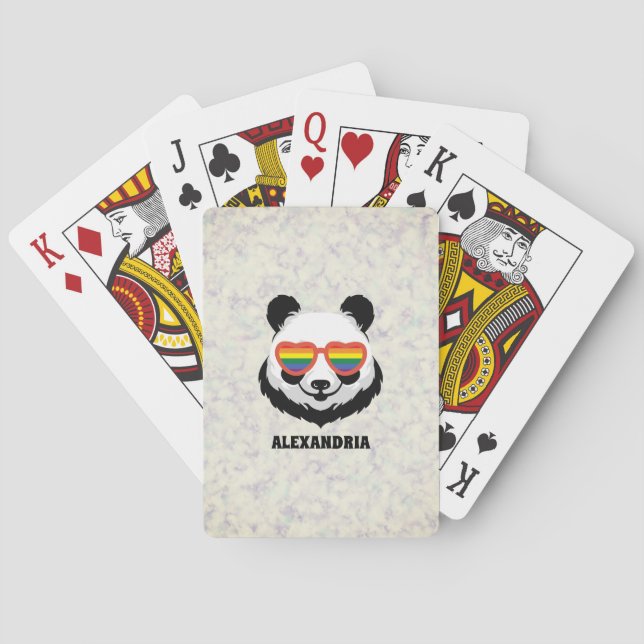 Cute Panda Bear | Rainbow | LGBTQ Playing Cards (Back)
