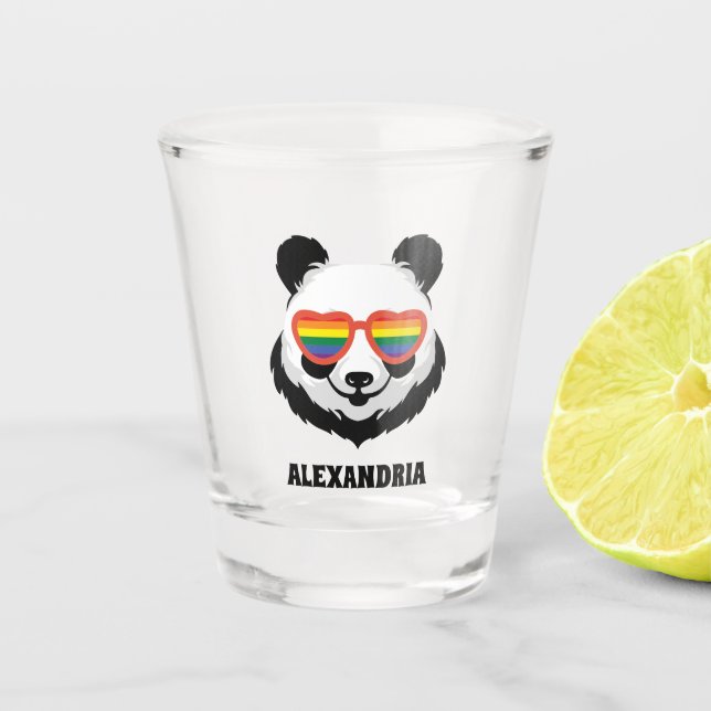 Cute Panda Bear | Rainbow | LGBTQ Shot Glass (Front)