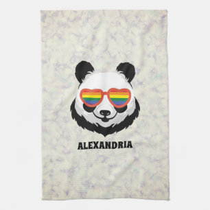 Cute Panda Bear   Rainbow   LGBTQ Tea Towel