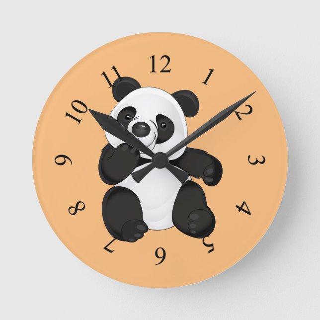 Cute Panda Bear Round Clock (Front)