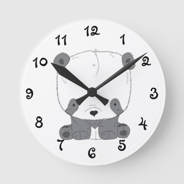 Cute PANDA bEAR Round Clock (Front)