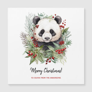 Cute Panda Bear Rustic Christmas botanicals