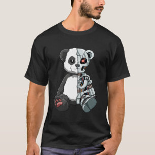 Cute Panda Bear Scary Robot Cybernetic Animal Love T-Shirt