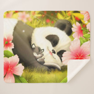 Cute Panda Bear Sherpa Blanket