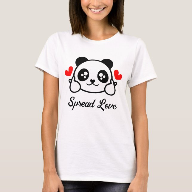 Cute Panda Bear “Spread Love”  T-Shirt (Front)