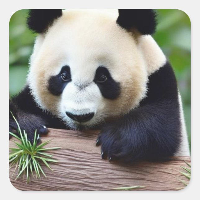 Cute Panda Bear Square Sticker (Front)