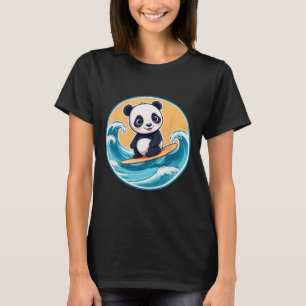 Cute Panda Bear Surfing A Wave Kids And Adults T-Shirt