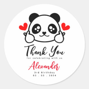 Cute Panda bear Thank You Birthday  Classic Round Sticker