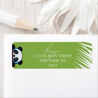 Cute Panda Bear Tropical Leaves Custom Return  Address Label